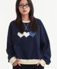 Loginaenloji Heart Patch Sweatshirt Navy Cream