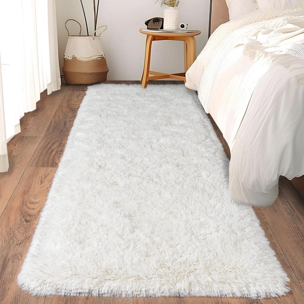 Ultra-weicher Laufteppich Schlafzimmer & Flur Anti-Rutsch-Matte Flauschiger Plüsch Nachttisch Wohnheim Teppich Heimdekoration