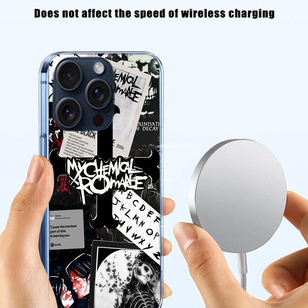 My Chemical Romance MCR Clear Phone Case For Iphone 17 Air 16 Pro Max 15 Pro 14 Plus 17E 16E 11 13 12 Mini Cover Cases Fundas Ce