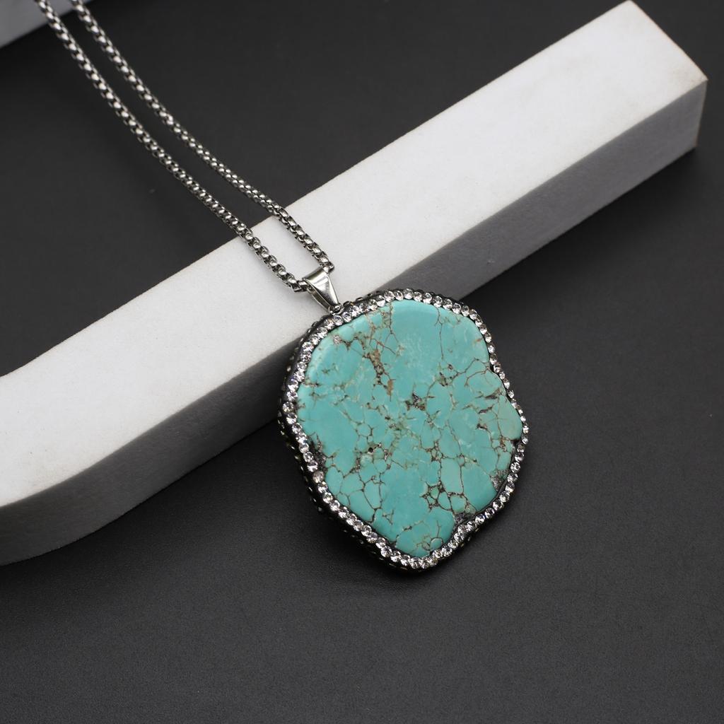 Collier en pierre naturelle avec pendentif en diamant irrégulier pour femmes, nouveau Style, chaîne cadeau d'anniversaire, 60 CM