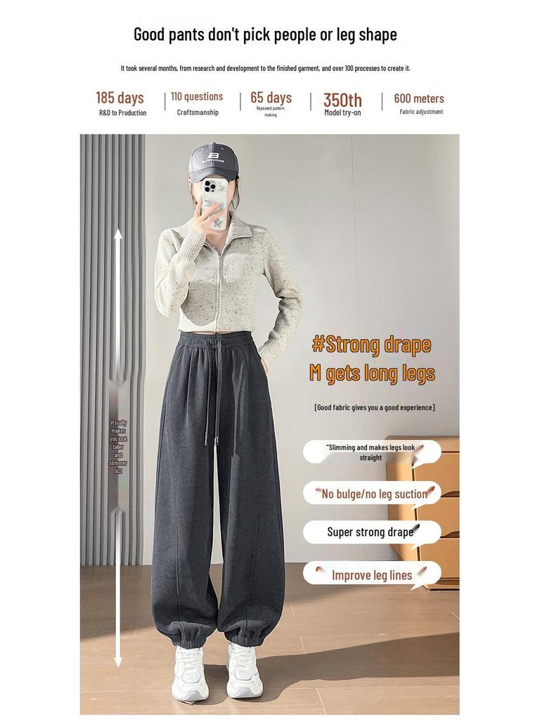 Women's High Waist Wide Leg Sweatpants - Spring 2026 Korean Style Casual Trendy