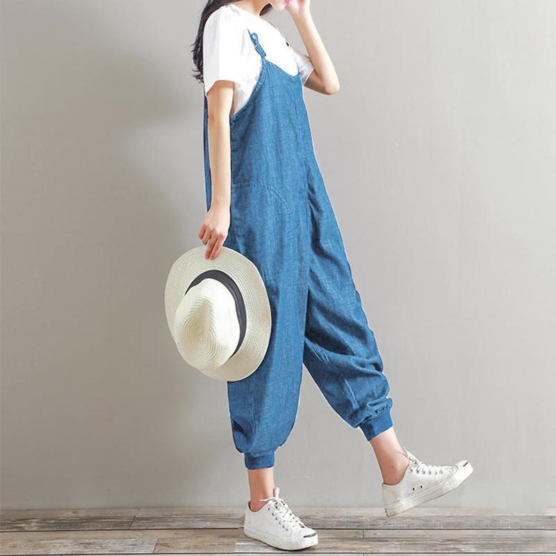 Premium Quality Women Jumpsuits Loose Sleeveless Backless Overalls Stylishly Retro