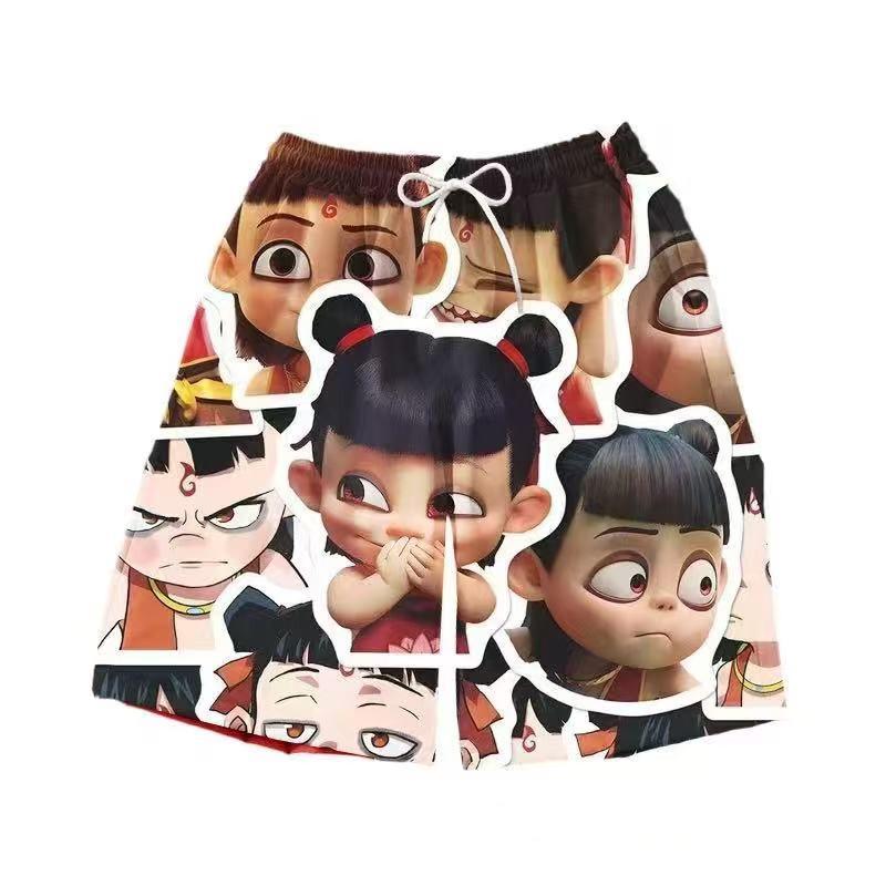 

Унисекс Аниме Шорты Нечжа 2 на лето - Универсальные, Свободного кроя для студентов 4XL (Recommended 180-200 jin)