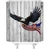 4th July Shower Curtain Bald Eagle American Flag Patriotic Independence Day Rustic Wooden Bathroom Decor Polyester Curtains with Hooks