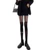 Double-line Net Socks Women's Grid Semi-hollow Fishing Net Socks Jacquard Pantyhose Black Silk Garter Socks Bottoming Stockings Pantyhose