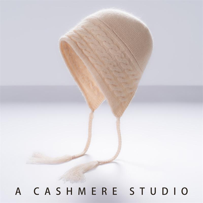 Autumn and winter cashmere knitted hat warm and cold ear protection fashion wool hat outdoor cycling hat bag head hat cold hat