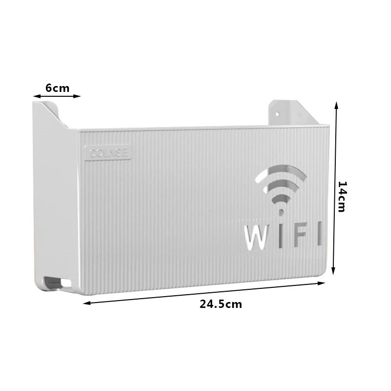 1 stk. vegghengt trådløs Wi-Fi-ruter hylle oppbevaringsboks ABS-plast organiseringboks kabel strømbrakett organiseringboks hjemmedekor
