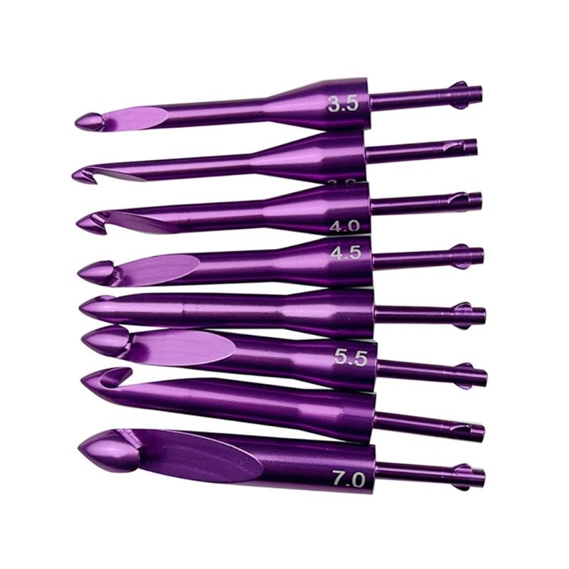 Aluminum Crochet Hook with 8 Tip 3.0mm-7.0mm Interchangeable Crochet Hook Needle for Knitting Blanket Sweater Scarf