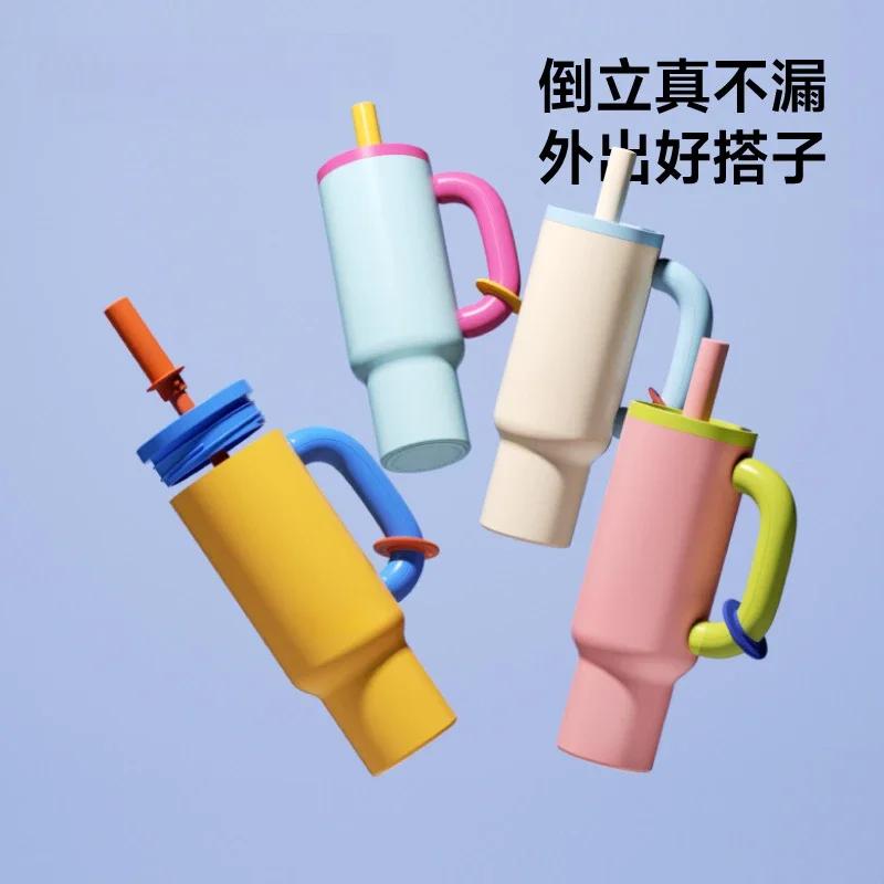 Chakolab Big Mac Ceramics Water Cup Abs Customization Vacuum Cup 1050ml Integrated Straw Outdoor Camping Office Cup Desk Gift