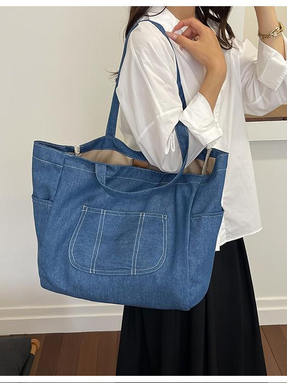 Tote Bag: Large Capacity Denim Shoulder Bag for College Commuters, Trendy and Cool Design for Men and Women 2026