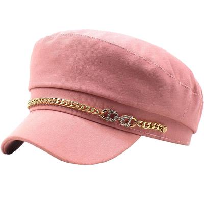 Marine Newsboy Gold for Going CZ302 [White Fang] Cap, Cap, Chain, Hat, Out, Travel, Brim, Women's, (Pink)