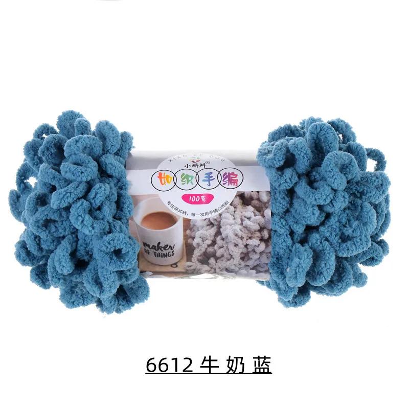 5 Stück 100g/Rolle Flauschiges Fingerloop-Garn Ohne Nadeln Polyester Dickes Riesen-Chenille-Garn für Handgestrickte Decken Schals