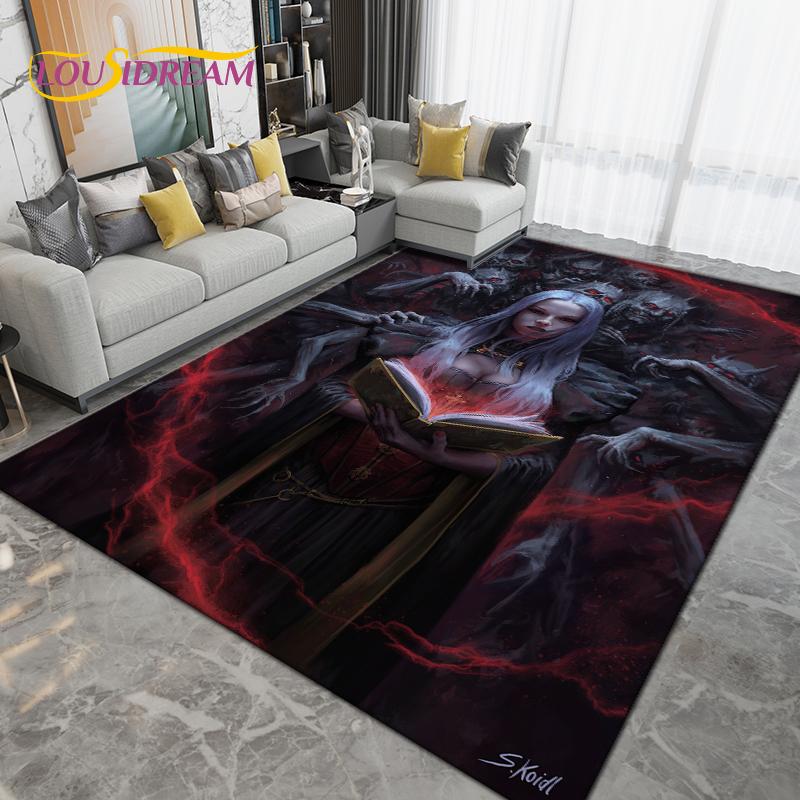 Cartoon Skull Girl Area Rug Large,Carpet Rug for Living Room Bedroom Sofa Decoration,Doormat Kitchen Bathroom Non-slip Floor Mat