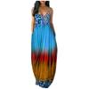 Summer Women's Dress Casual Printed Dress Gradient Colours Halter Long Loose Dresses