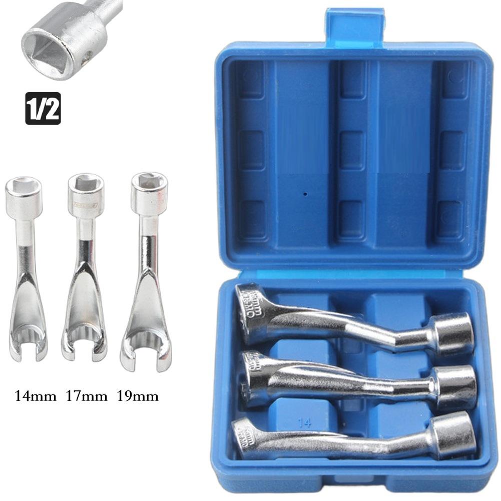 3PCS 1/2in Drive Fuel Injector Line Injection Socket 14 17 19mm Open End Wrench High-selling Manual Tool Accessories