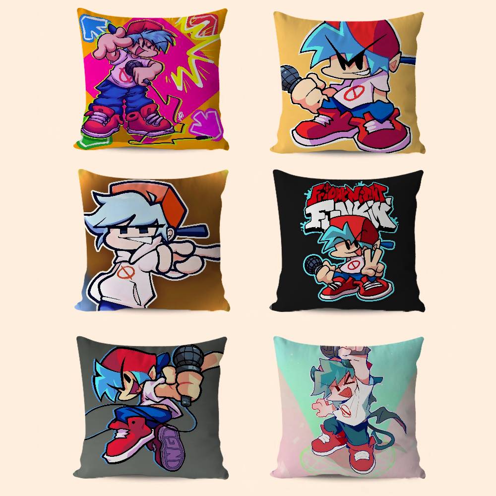 F-Friday N-Night F-Funkin Cushion Cover Pattern Soft Plush Pillow Case For Home Living Room Sofa Deco