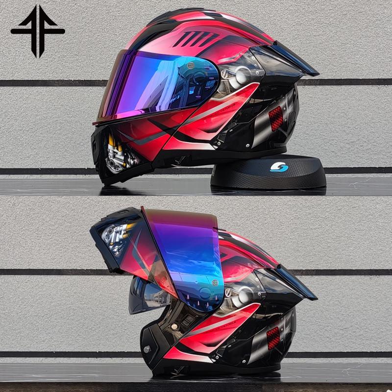 2025 Personalised Motorcycle Full Face Helmet Men Women Fashion Dual Lens Helmets Motocross Racing Modular Flip Up Casco Moto