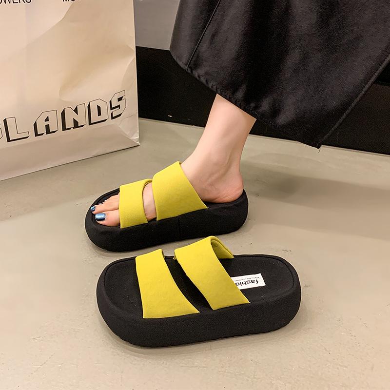 Cool Slippers Women's Summer Outer Wear 2025 New Thick-soled One-word Drag Women's High-end Skirt Seaside Beach Sandals