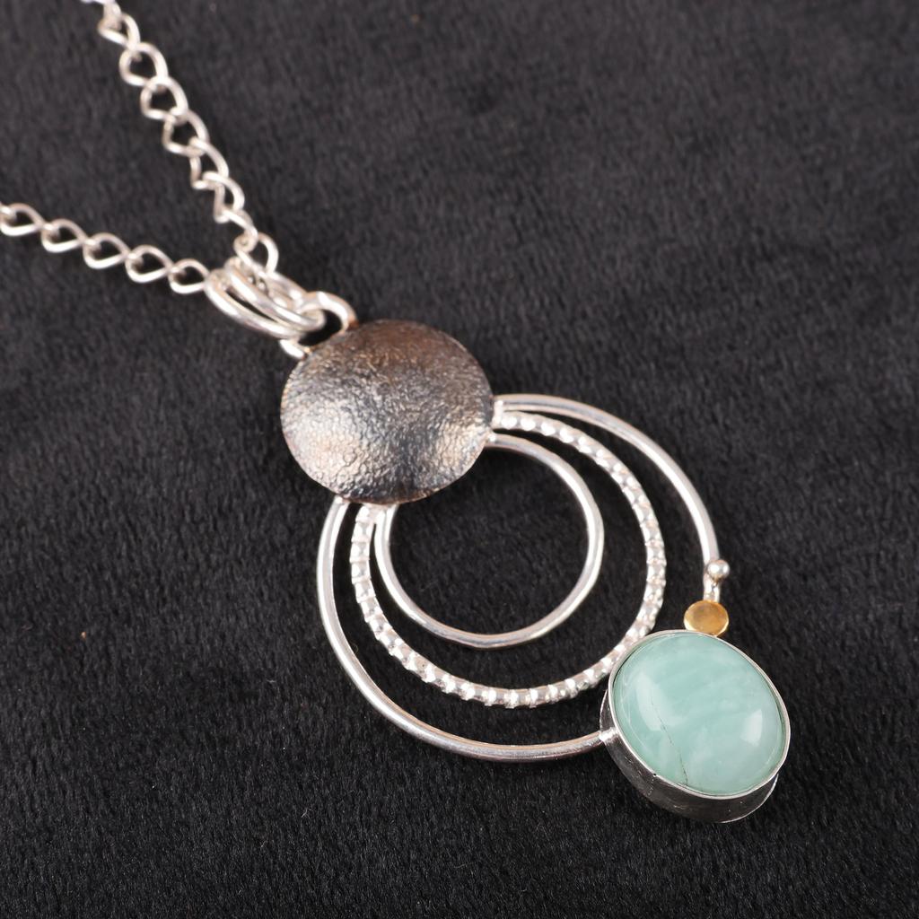 Amazonit Edelstein Schmuck, Handgefertigter Schöner Anhänger, Schöner Silberanhänger, Amazonit Silberschmuck Geschenk für Schwester