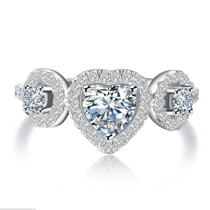 European  American Rhinestone Zircon Heart Ring Size 7