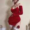 Pure Desire Hottie One-piece Hip-wrapped Cheongsam Dress Sexy Suspender Dress Christmas Uniform Seduction Suit