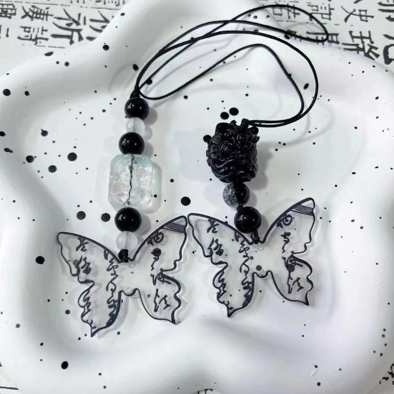 Ancient Han Costume Pendants Trendy Butterfly Phone Lanyard Adorable Butterflys Pendants for Phone Bag Keychain Camera