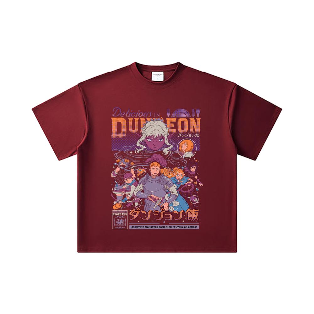 260 GSM Doppelgarn 32er Zählart 100% Baumwolle Delicious in Dungeon V2 Aufdruck Unisex Schweres Baumwoll-T-Shirt