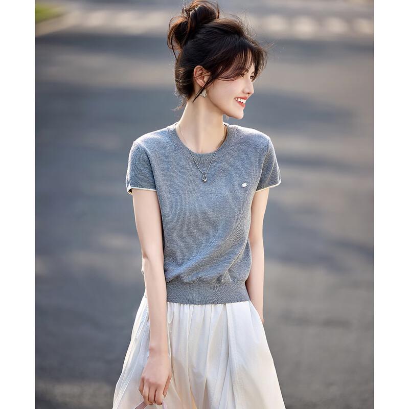 

Women s Slim Fit Short Sleeve Knit Top L
