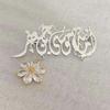 Personalized Arabic Calligraphy Brooch, Custom Logo Gold - Plated Pin with Diamond Flower Pendant, Islamic Jewelry Gift