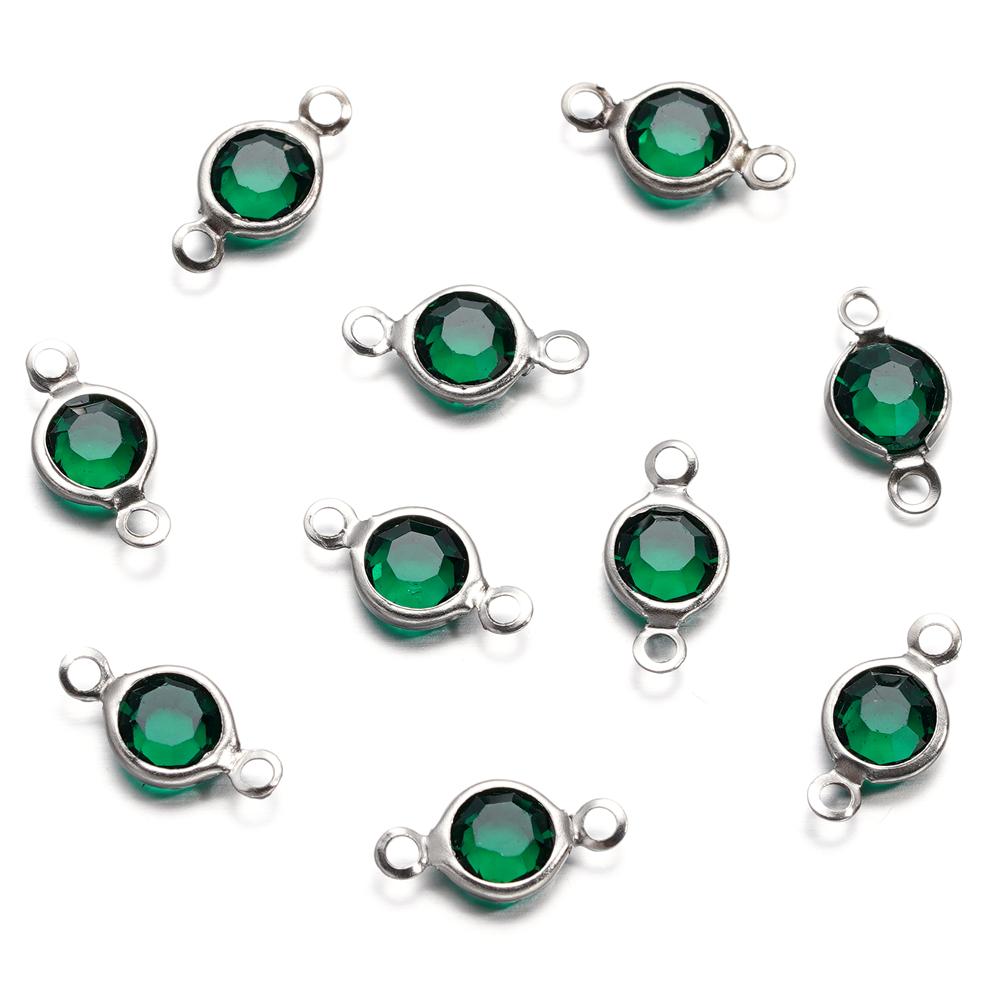 10pcs/lot Stainless Steel Crystal Round Double Ring Pendants for DIY Bracelet Necklace Beads Jewelry Making Accessories