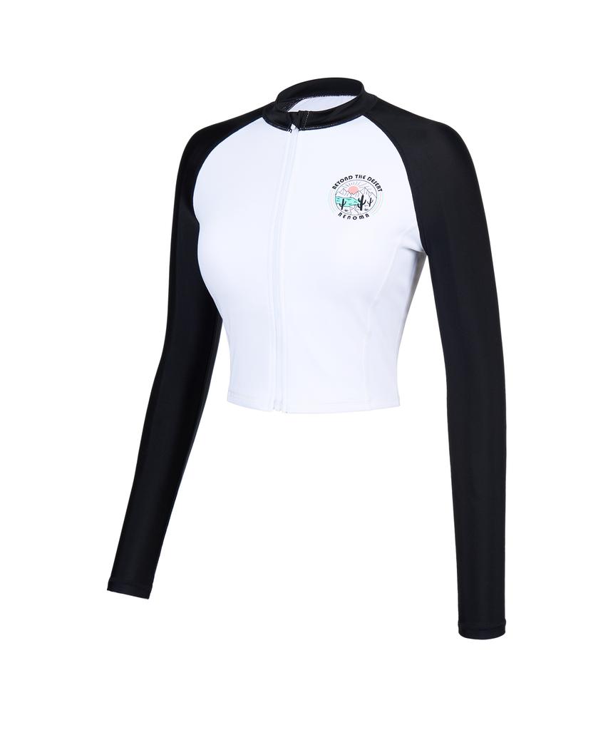 Lenomasuyeongbog Women'S Dessert Crop Zip-Up Rash Guard White Rn-Cs2F553-Wh