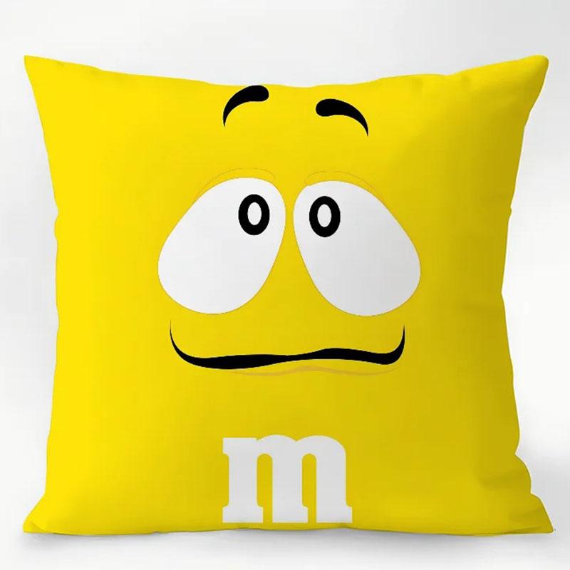 1Pc Fashion M&M'S Chocolate Printed Cushion Cover For Living Room Bedroom Sofa Window Sill Car Decoration Cushion Cover