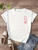 Q Letter Heart Print Tshirt Minimalist Initial And Heart Graphic Short Sleeve Round Neck Tops Unisex All Season Essential Tee