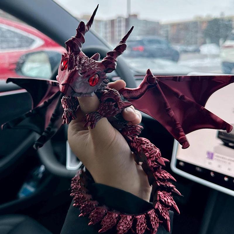 3D Printed Dragon With Wings Winged Carriage Dragon Figurine Art Deco Dragon Sculpture Tabletop Animal Theme Decor Gifts