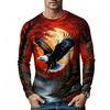 Men's Long Sleeve T-Shirt Bald Eagle Forest Moon 3D Print Casual Outdoor Streetwear Crew Neck Top