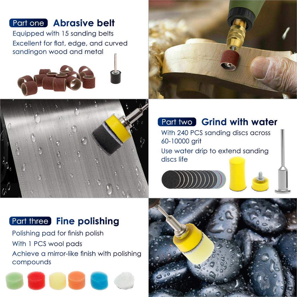 268Pcs Wet Dry Sanding Discs Efficient Cutting Hook and Loop Sandpaper Fine Grinding Effect Sanding Disc Pad for Polishing Tool