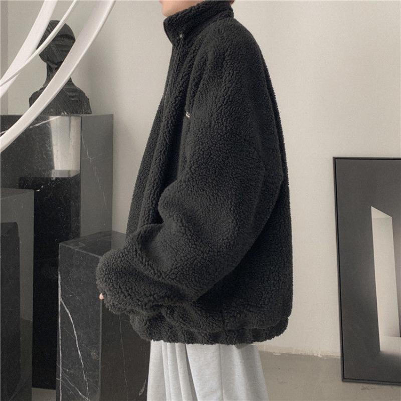 Lamb's Fleece Jacket Pánské modely Podzimní a Zimní korejská verze Volné Hezké Pánské Zimní Plus Silná Bunda