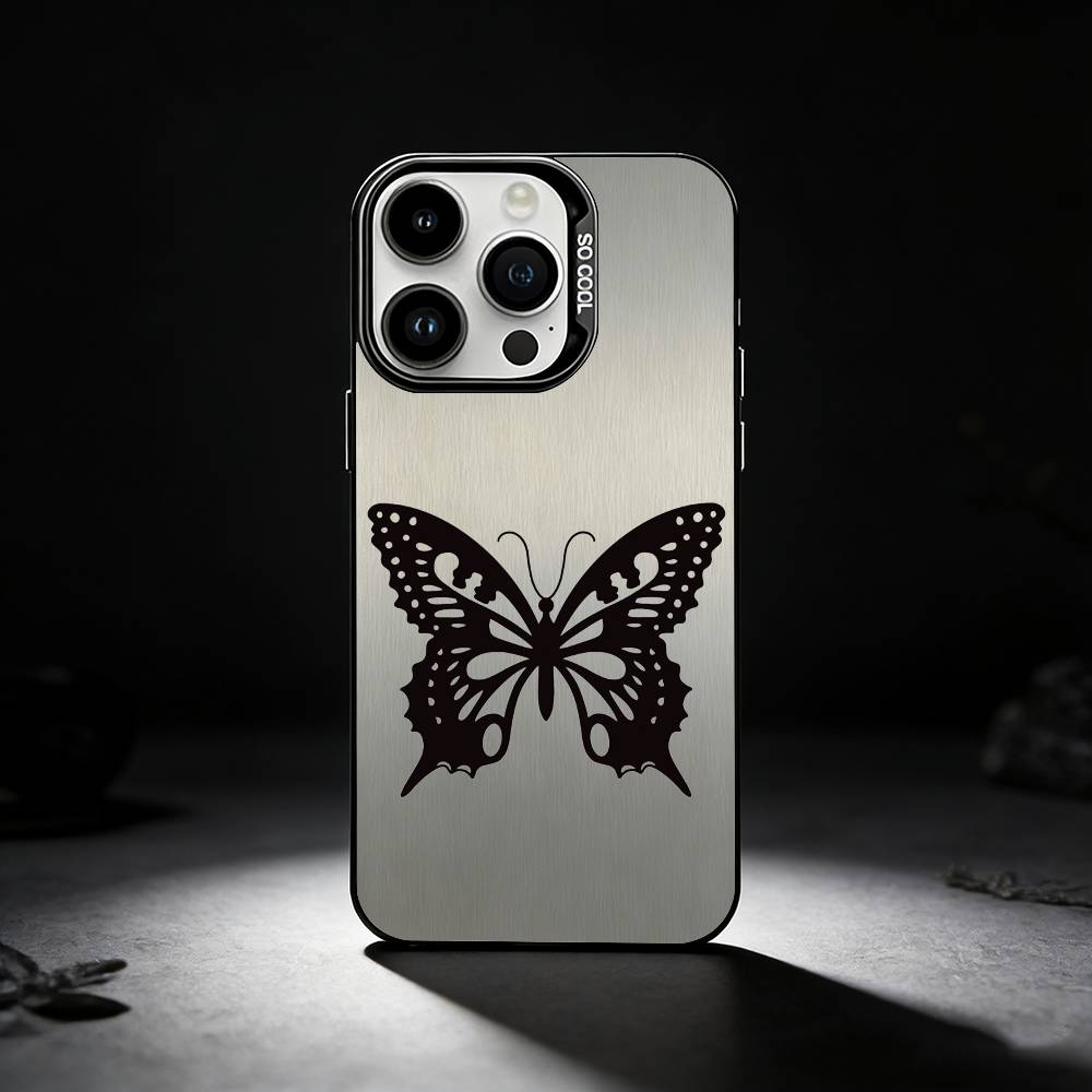Minimalist Butterfly Fashion Trend Phone Case For iPhone 17,16,15,14,13,12,11 Plus,Pro Max,XS,Colored silver phone case iPhone14