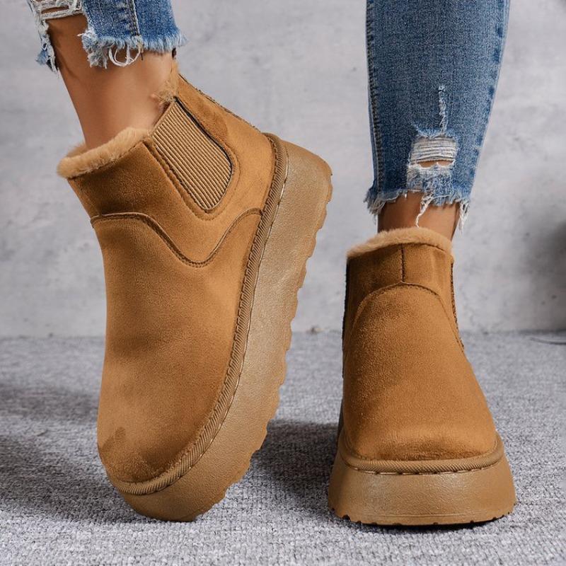 Fashion Winter Women Snow Boots Flats Platform Ladies Shoes Thickened Fluff Luxury Ankle Boots Women Short Plush Warm Casual Shoes Women