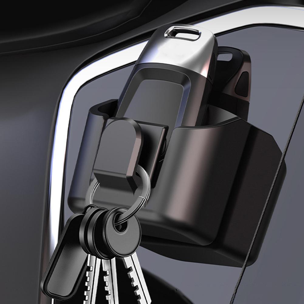 Car Dashboard Key Storage Box with Hanging Hook Compact Key Storage Organizer Self-Adhesive Universal Auto Key Holder Accessorie