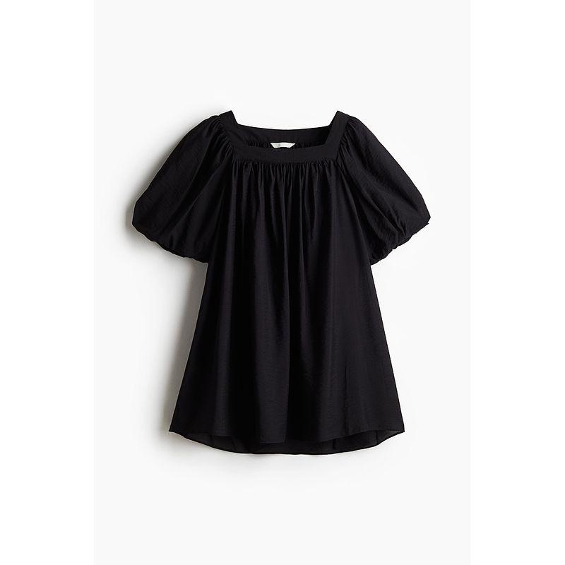 

HM Women s Clothing Dress 2025 Autumn New Fashion Casual Lantern Sleeve Shirt Dress Style Dress 1289425 Black 165/96