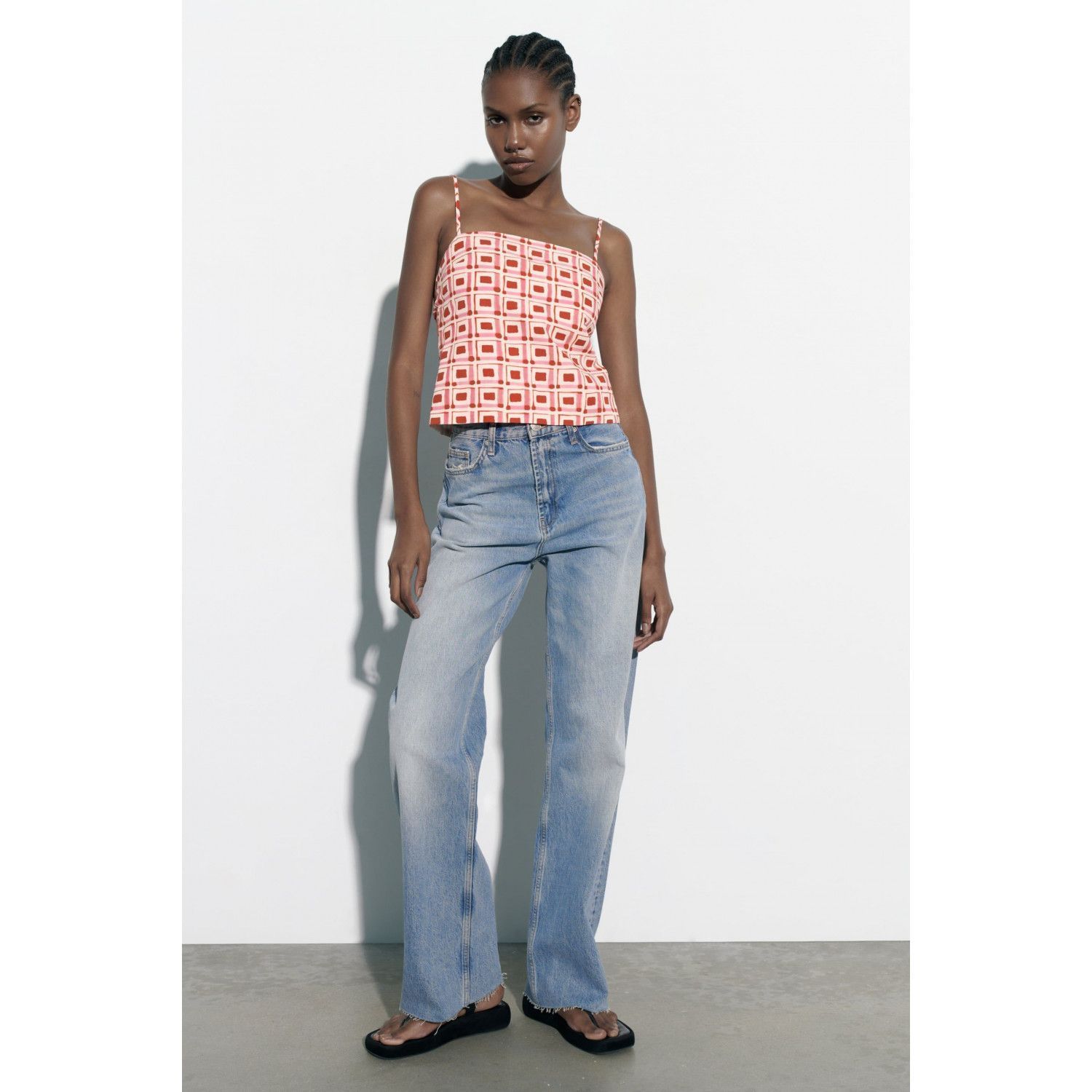 

PRINTED LINEN BLEND TOP