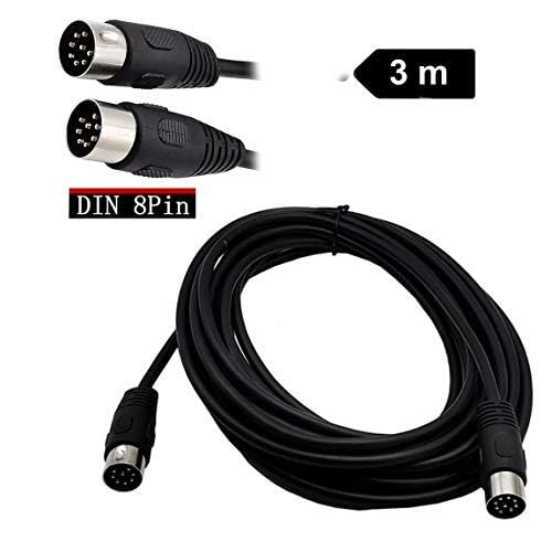 Rosebe DIN Connector 8-Pin Male to 8-Pin Male MIDI Cable (3m) Compatible with DIN 8-PIN Speaker Cables, MIDI Extension Cable