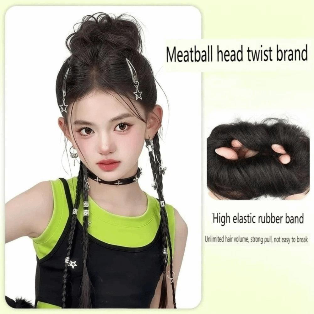 Fluffy Y2K Scrunchie Ponytail Synthetic Twisted Braid Ponytail Extensions Daily Use