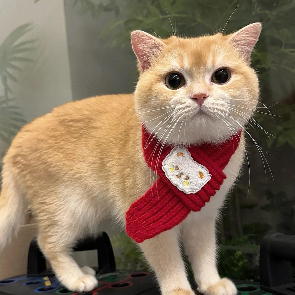 Pet Wool Knitted Scarf Cartoon Panda Dress Up Neck Warm and Comfortable Antifreeze Supplies