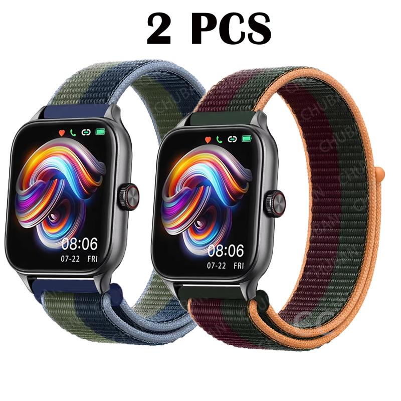 

2Pcs 20mm 22mm Nylon Loop band For Amazfit GTS4/2/3/3pro/2e/GTS2 Mini/GTR 4 42mm/GTR2/2e/stratos bracelet Amazfit bip 6 5 strap 22mm
