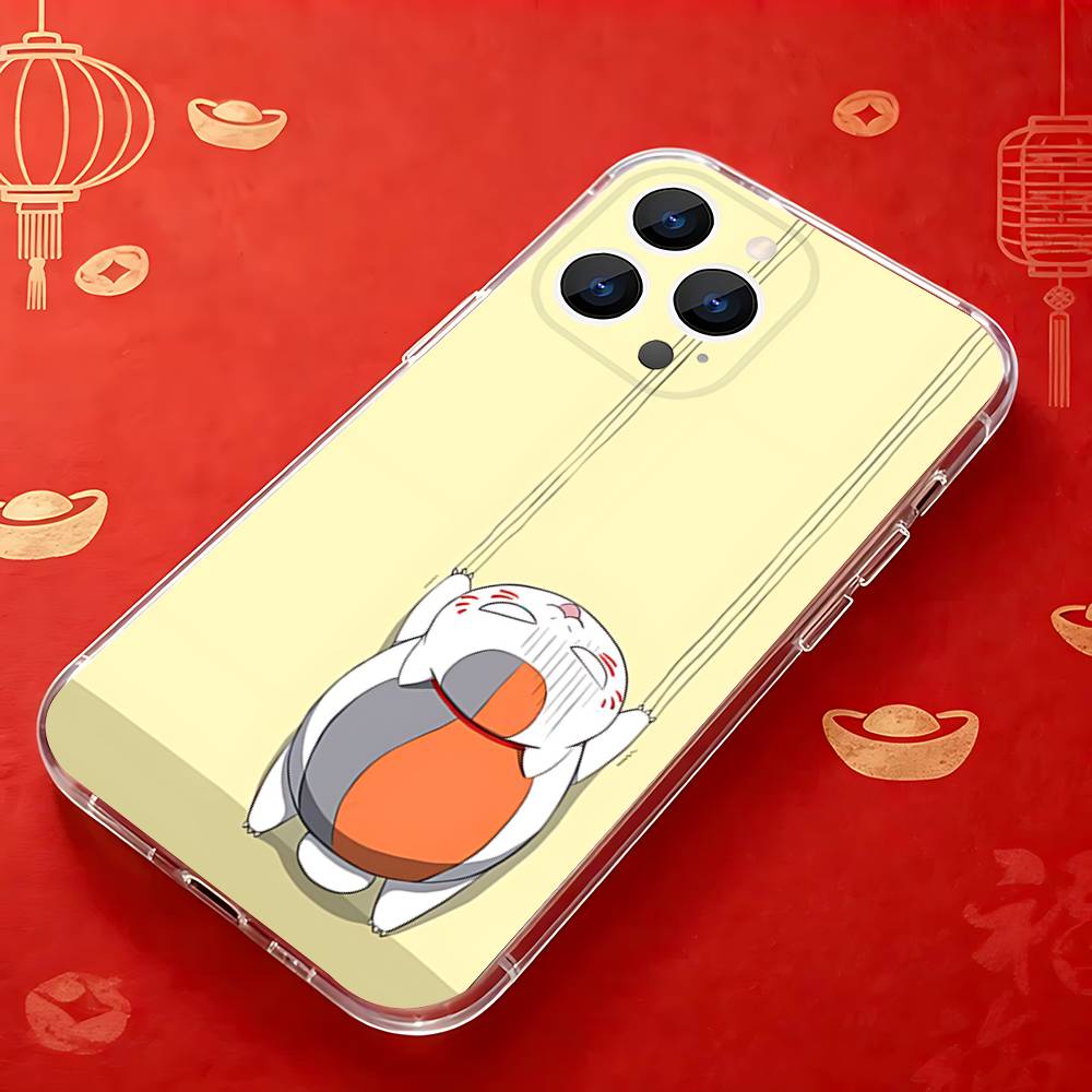 Sensei N-Natsume Yujinchou Nyanko Case For iPhone 17,16,15,14,13,12,11 Pro,Max,Plus,X,XS,XR,SE4,E Mini Transparent Soft Cover