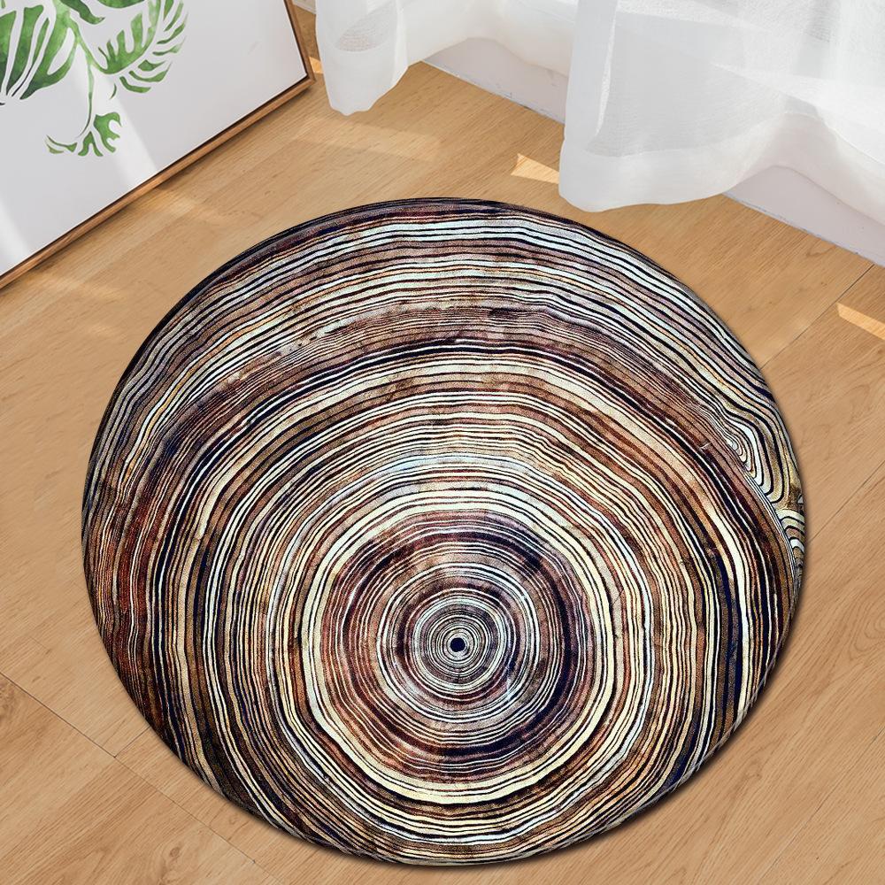 Wood Grain Round Carpet Computer Chair Mat Office Chair Floor Mat Door Mat Foot Mat