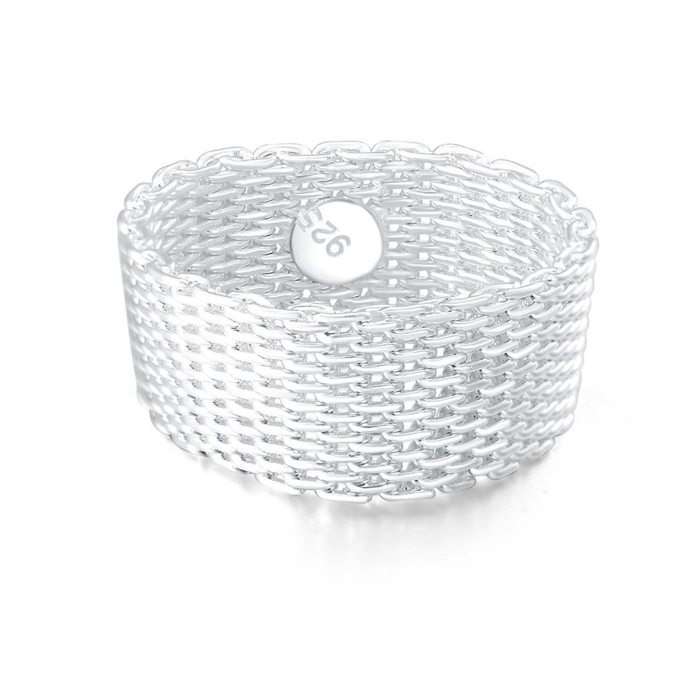 925 Sterling Silver Interwoven Mesh Ring Módní svatební šperky