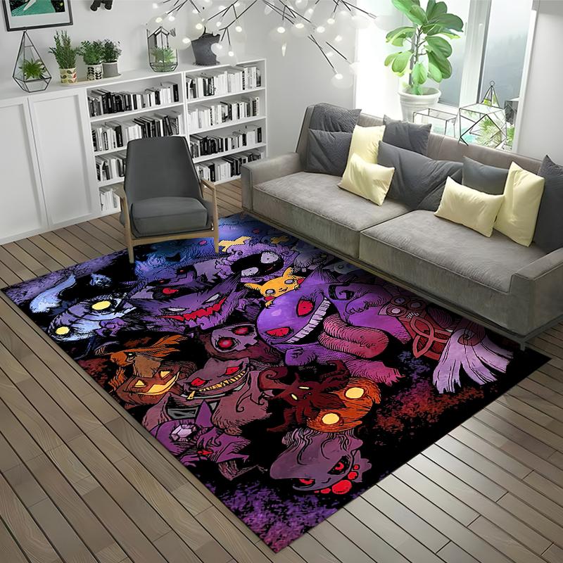 1PC Japanese Anime Pokemen Gengar Area Rug,Carpet for Home Living Room Bedroom Sofa Doormat Kitchen Decor,Non-slip Floor Mat